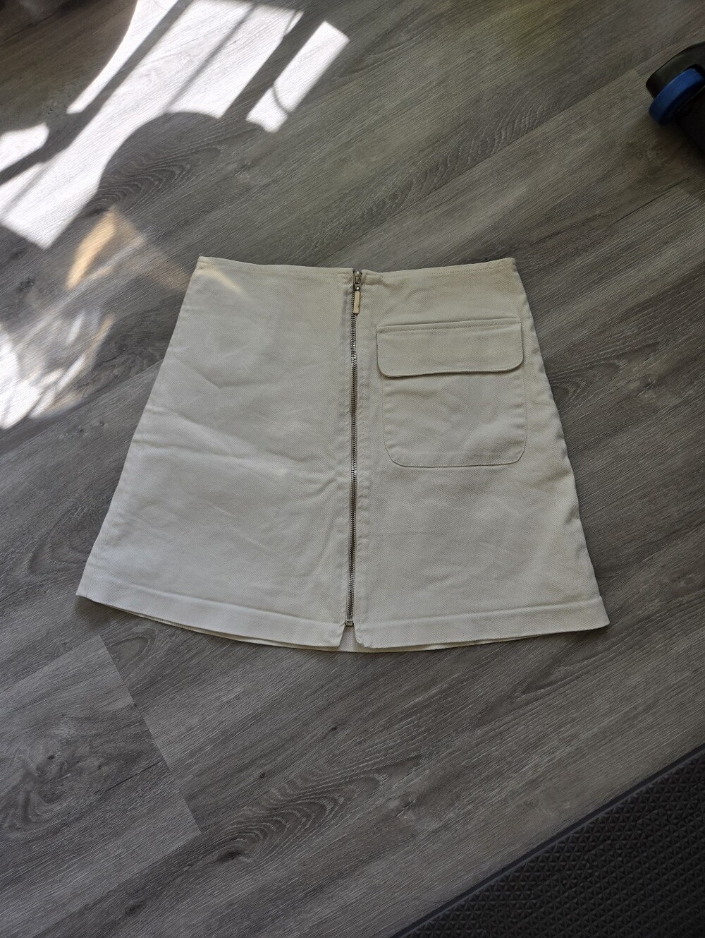 Zara Beige Zip-Front A-Line Skirt with Pocket